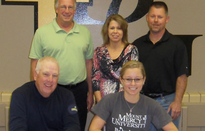 Sheridan Berte (seated, right), daughter of Curt and Christie Berte, will join the Mustangs in the fall of 2012.