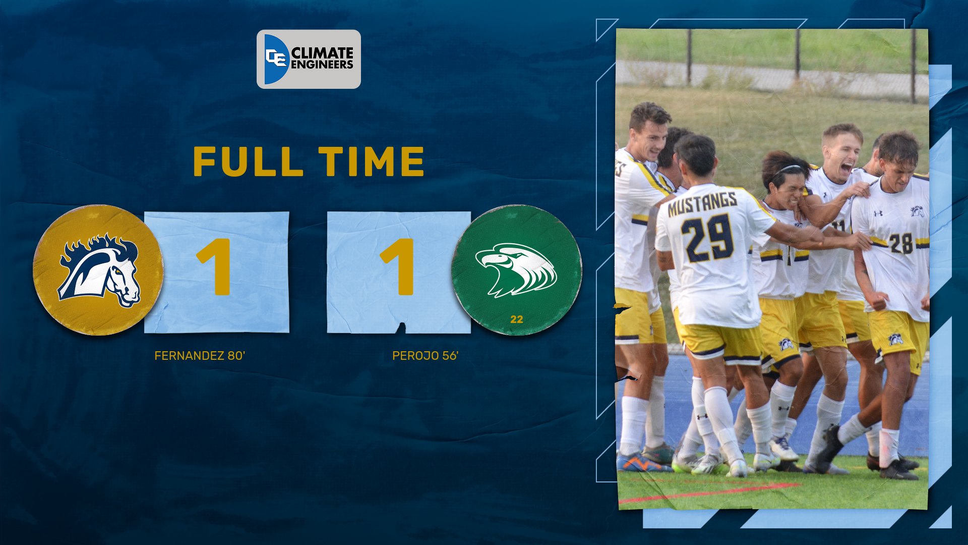 Late header clinches draw for Mustangs