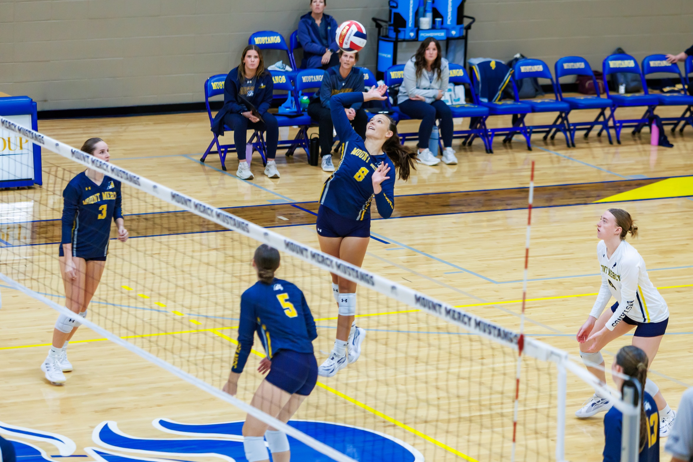 Mustangs Battle Ranked Vikings in Four-Set Conference Loss